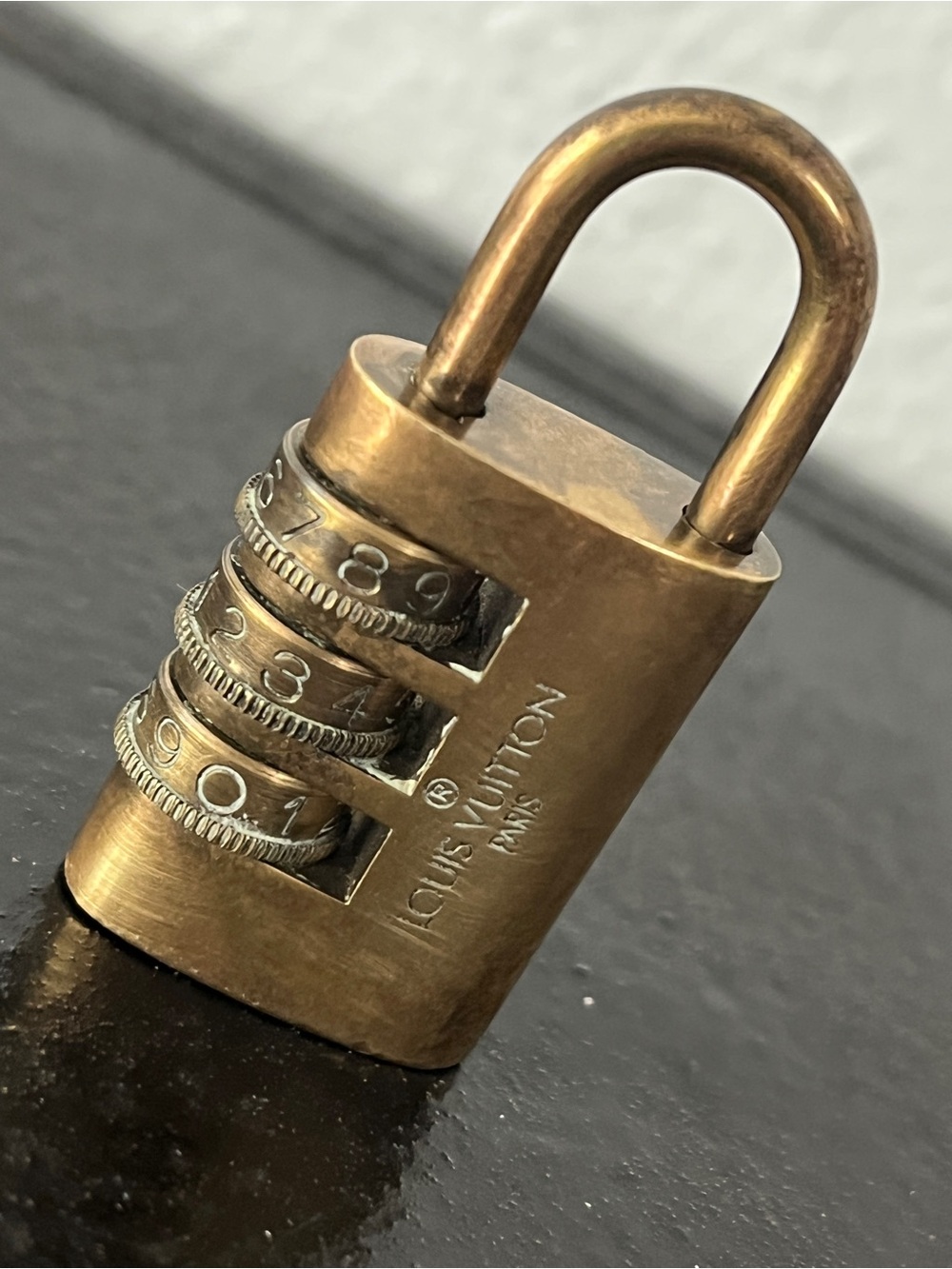 Louis Vuitton Brass Tone Combination Padlock with Patina